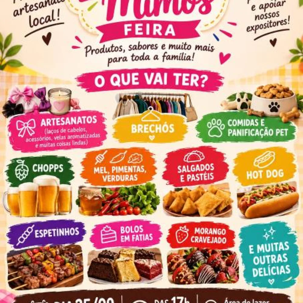 Edição desta sexta-feira da Feira Sabores & Mimos reúne gastronomia e artesanato no Jardim América