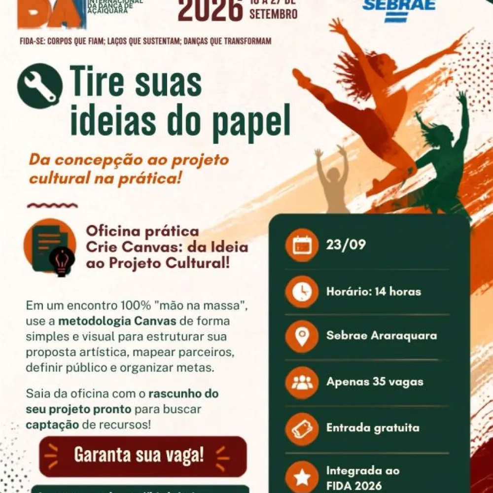 Festival de Dança de Araraquara destaca capacitação em gestão e encontro multidisciplinar nesta quarta-feira